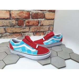 Vans Old Skool Retro Mart Red Light Blue White Skate Shoes Men Sz 5.5 Women Sz 7